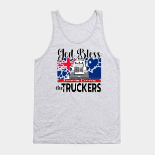 GOD BLESS THE TRUCKERS - TRUCKERS FOR FREEDOM - THANK YOU TRUCKERS - AUSTRALIAN FLAG - CANBERRA BLK LETTERS GRAPHIC Tank Top